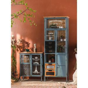 주방 레트로 진열장 홈카페장 블랙 찻장 빈티지 70cm 찬장 커피 카페장 선반 상판