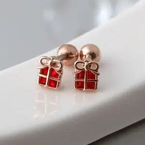 크리스마스 써지컬 스틸 큐빅 선물 피어싱 상자