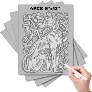 판화용 리놀륨 블록 4Pc 판화 예술 프로젝트용 고무 조각 도구 9 x 12 인치