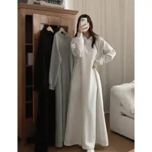 [퍼니걸스]루즈핏 후드 기모 나그랑 포켓 롱 원피스 9382 여성의류_P414646484