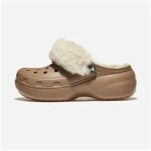 [그랜드스테이지] 크록스 클래식 플랫폼 퍼즈 라인드 클로그 CRS212854(LATTE)