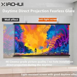 구멍 없는 벽걸이형 프로젝션 스크린 메탈 홈 84인치 100인치