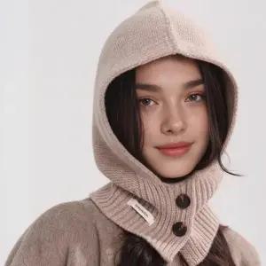 루앤래 울 버튼 바라클라바 100 WOOL 넥워머 후드목도리 겨울모자 니트워머 등산모자 골프모자 러닝마스크