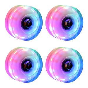 하일 롤러 스케이트 휠 야광 조명, 베어링 아웃도어 장착 4팩 - 더블 로우 스케이팅 및 스케이트보드용 32mm x 58mm