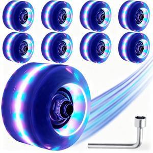 야외 또는 실내 8팩 58 32mm, 스케이트보드 및 쿼드 스케이트 액세서리(A-멀티컬러 - PBG)를 위한 베어링이 장착된 롤러 휠 라이트