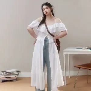 원피스 나시 블랙 오프숄더 트임 화이트 오브유 11번가