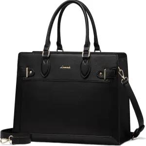 LOVEVUOK 여성용 노트북 가방 17인치 대형 PU 가죽 토트백 전문 교사용 작업 방수 비즈니스 컴퓨터 서류