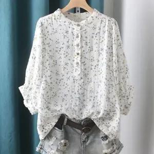 은창]안개 윈드 들꽃 5부 코튼 혼방 티셔츠 봄 여름 가을 상의 여름 퍼프 반팔 티셔츠 셔츠 비치 휴가