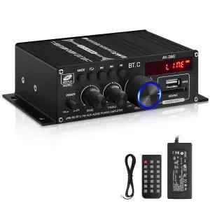 AK-380 USB SD BT.C FM AUX 오디오 파워 앰프 400W + 2.0 CH 하이파이 스테레오 스피커 블루투스 5.0 12V