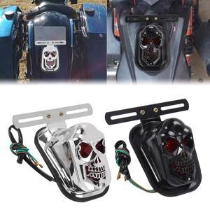 카페 레이서 올드 스쿨용 범용 바이크 오토바이 액세서리 리어 스컬 테일 라이트 번호판 브레이크 램프 러