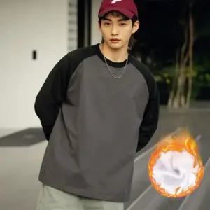 남자 융기모티셔츠 겨울 라운드넥 배색 나그랑 긴팔티