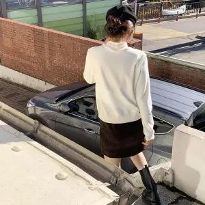 [옷자락]여성 겨울 두툼 기모 반폴라 맨투맨