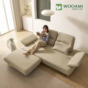 [리뷰이벤트]우아미가구 카리안 3인용  가죽 스윙 소파+스툴