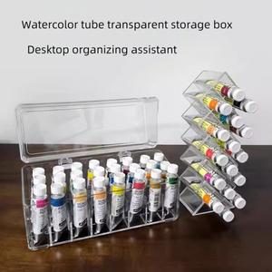 수채화 물감 보관 상자 색상 혼합 튜브 투명 디스플레이 데스크탑 선반