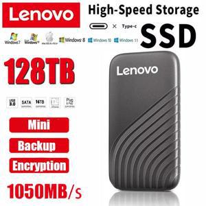 Lenovo Smart 오리지널 고속 128TB 포터블 SSD 외장 솔리드 스테이트 하드 드라이브 USB3.1 인터페이스 모