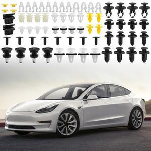 70PCS 범퍼 펜더 라이너 푸시 리테이너 리벳 클립 테슬라 호환 바디 내부 및 외부 패스너 문  패널 프레임