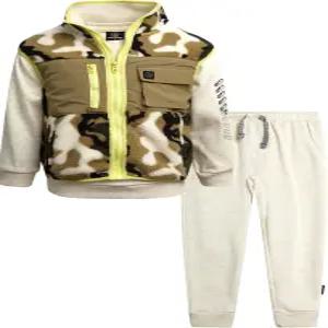 볼콤 보이즈 아우터웨어 세트 3피스 패션 액티브웨어 패딩 조끼 후드 스웨트셔츠 조거 팬츠 12M7