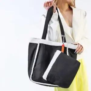 여성 숄더백 캔버스 파우치 겨울 가방 블랙 (WFKDXUO)