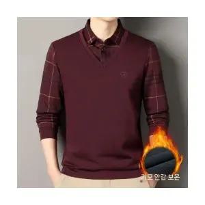 솔저스2 남성 가을 겨울 기모 도톰 가디건 페이크 투피스 칼라 긴팔 캐주얼 니트 OPH4