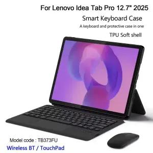레노버 아이디어 탭 프로 12.7인치 2025 TB373FU 태블릿 케이스용 무선 터치패드 키보드 케이스 영어 스마