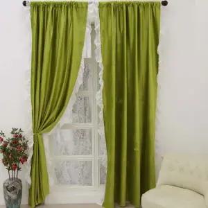 프로방스 러플 암막커튼 2장 긴창 베란다 거실용 그린 생활용품 가정용품 생필품