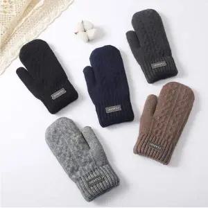 도톰한 털안감 클래식 스타일 꽈배기 패턴 벙어리장갑
