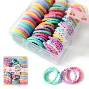 비비드 칼라 미니 링 헤어끈 밴드 세트 유아헤어핀 헤어핀 머리끈