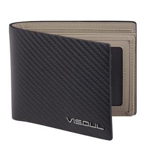 VISOUL 가죽 남성용 바이폴드 RFID 차단 지갑, 신분증 창 2개, 블랙+라이트 그레이., 지갑