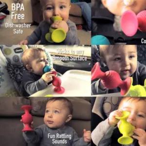 아기 실리콘 스퀴즈 치발기 치아 발육기 감각 장난감 베이비 흡착 블록 교구 두뇌 지능 발달 크리스마스 선