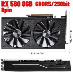 듀얼 선풍기 그래픽 카드 포함 비디오 PC 게임용 GDDR5 256 비트 GT610 1/2GB 싱글 DDR3 RX580 8GB