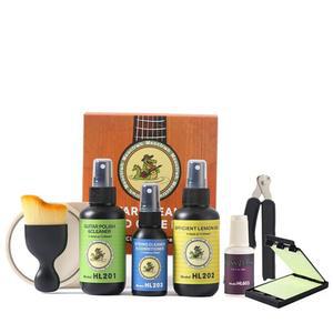 Meoctrwh 기타 클리닝 키트, 프렛보드 레몬 오일, 폴리쉬 및 클리너, 스트링 프렛 폴리시, 와인더, 클린 천 도구, 브러시