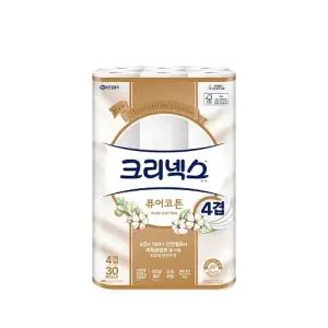 크리넥스 퓨어코튼 4겹 화장지 25m X 30롤 X 1팩