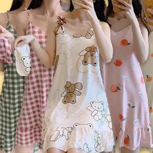 홈웨어원피스 여성 브라 캡 내장 원피스 여름 잠옷 홈웨어