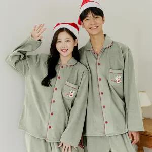 캔드리아 협력업체 국산 루돌프 수면 커플잠옷 후리스 여성 남자 패밀리 잠옷 무형광 크리스마스 겨울 파자