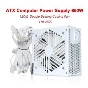 110-264V 20 + 4 핀 전원 공급 장치  650W E-스포츠 비디오 게임 컴퓨터 PSU ATX-650W 12cm 저소음 냉각 선