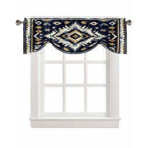 AMZRicher 사우스웨스트 지오메트릭 타이업 창문용 밸런스, 원주민 인디언 멀티 프린트 조절식 풍선 창문 그늘막 주방 카페 욕실 처리 패널 54''x18''