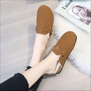 여성 퍼안감 스웨이드 뮬 버클 슬리퍼 겨울슬리퍼 4색