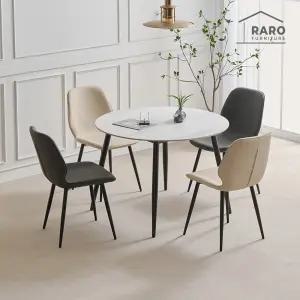 [/착불배송] 쿠키 1050 원형 포세린 통 세라믹 식탁 세트 (식탁+의자4)