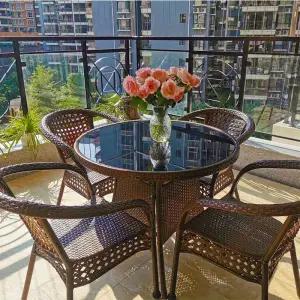 라탄패턴테이블 정원 2인용의자세트 카페 발코니