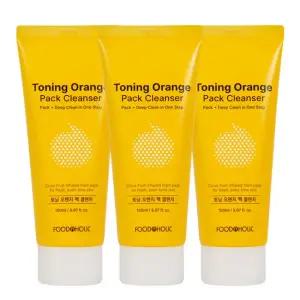 (3개)푸드어홀릭 토닝 오렌지 팩 클렌저 150ml /클렌징폼 워시오프팩