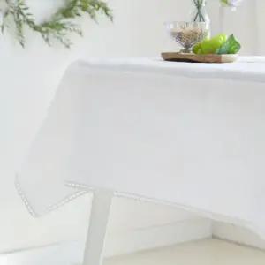 리린 레이스 린넨 화이트 식탁보 6인 130x180cm