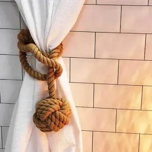 거실용 커튼 타이백 타이 컬러 로프 방울커튼타이 WECA946