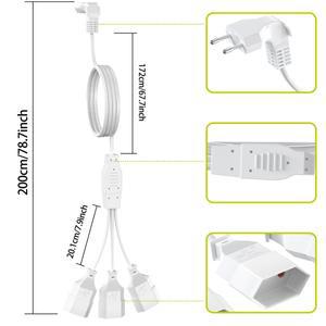 호환 2미터 EU 플러그 전원 연장 케이블 1구 3분할 콘센트  2핀 남성-여성 소켓 코드 2.5A/250V (PC/TV용)