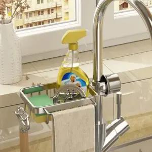 주방 행주 수세미 거치대 실버형 스펀지 받침 선반