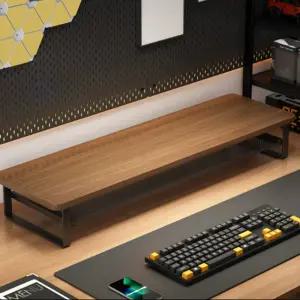 2단 와이드 모니터 받침대 1000 듀얼 원목 컴퓨터 선반