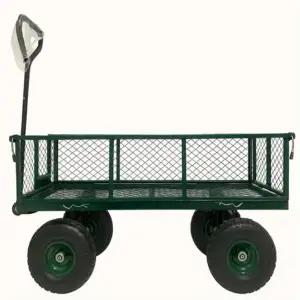나이테 96cm 대형 접이식 손수레 철제 프레임 우레탄바퀴 농사용 리어카 구루마 초록