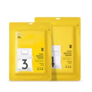 일회용 침대 커버 시트 세트 [베개 이불 1회용 여행용 베드 침구 동남아 베드버그 싱글 더블 1인용 2인용]