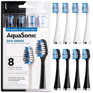 아쿠아소닉 정품 듀오 시리즈 교체 칫솔 헤드 | 정상 및 민감 치아용 홈 치과 센터 손잡이와 호환 가능 프로와 호환되지 않음