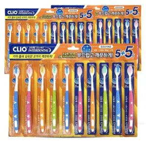 크리오 인터덴탈 크로스액션 향균 초극세모 잇몸 시린이 구취 칫솔 10개입 3개