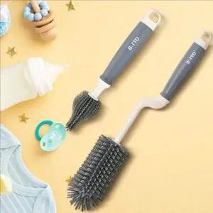 회전형 실리콘 젖병 병솔 젖꼭지 젖병 세척솔 세트 납작모 아기